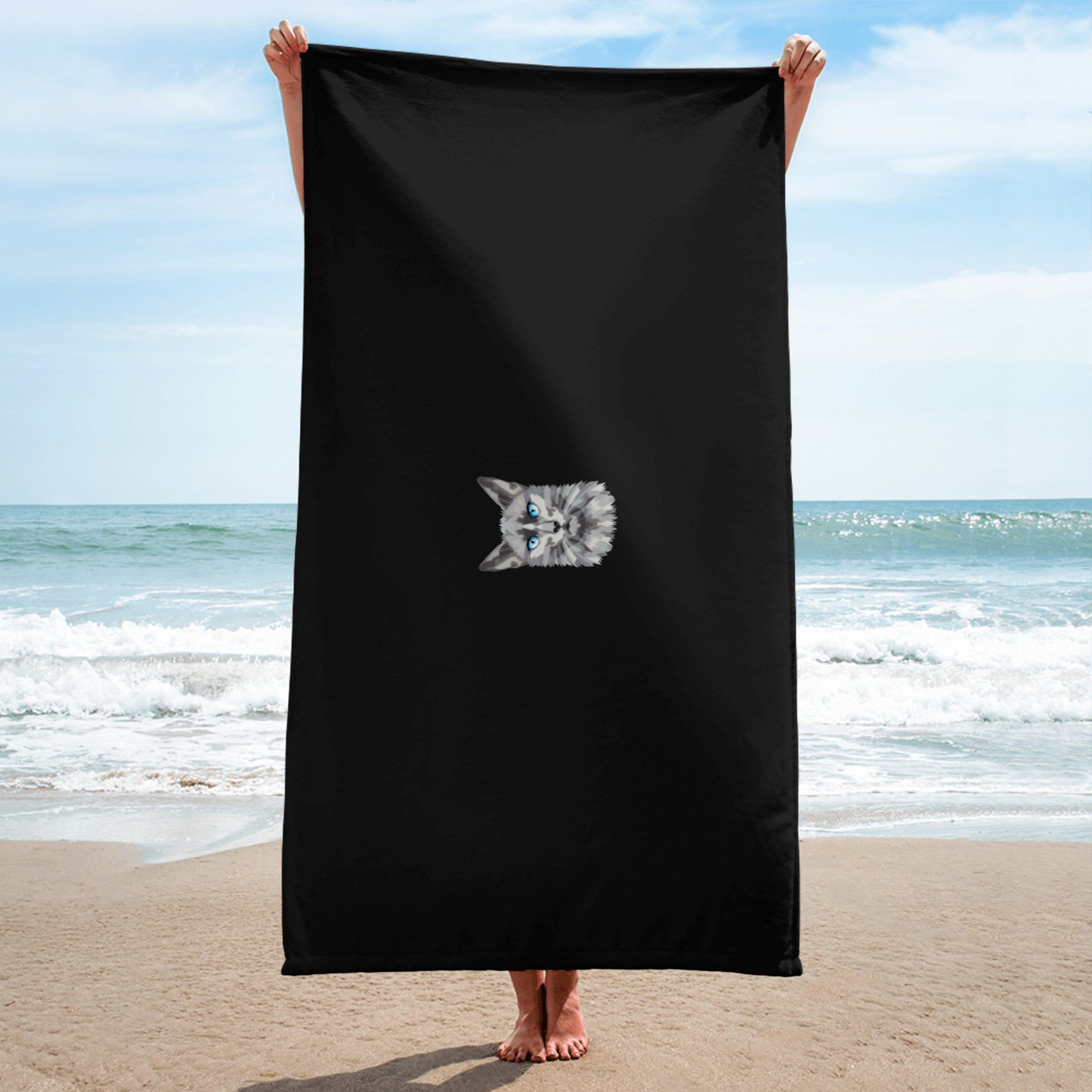 Syan Blue Eyes Towel Black